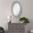 Colleen 31 x 47 Inch Oval Wall Mirror Crystal Flowers Silver