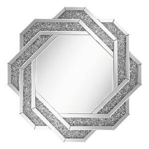 Coaster Mikayla Glass Wall Mirror with Braided Frame Dark Crystal in Silver