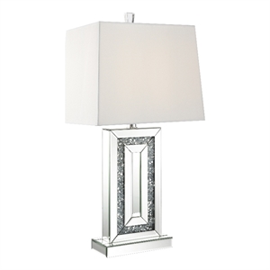 coaster contemporary wood 1-light square shade table lamp in mirrored