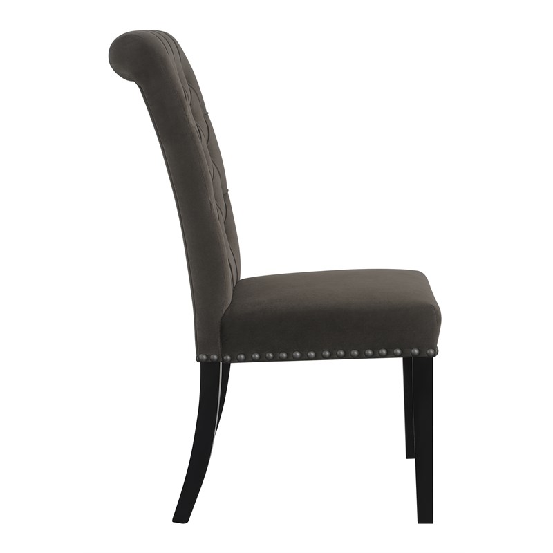 Alana Velvet Upholstered Dining Side Chair Brown