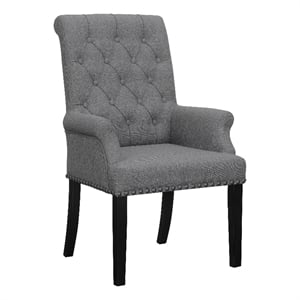 upholstered tufted arm chair with nailhead trim rustic espresso