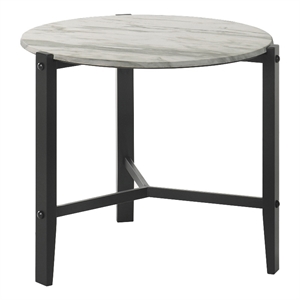 Coaster Contemporary Wood Round End Table with Metal Leg in White