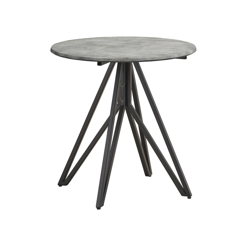 Hadi Round SmartTop Side End Table Cement and Gunmetal