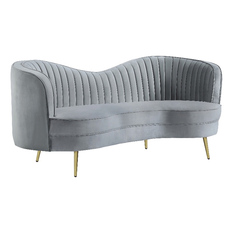 Sophia Upholstered Channel Tufted Loveseat Grey