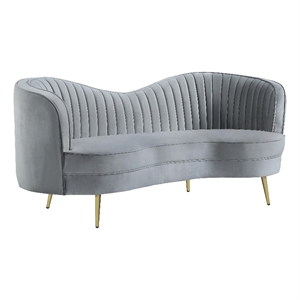 coaster sophia transitional velvet upholstered loveseat in gray/gold