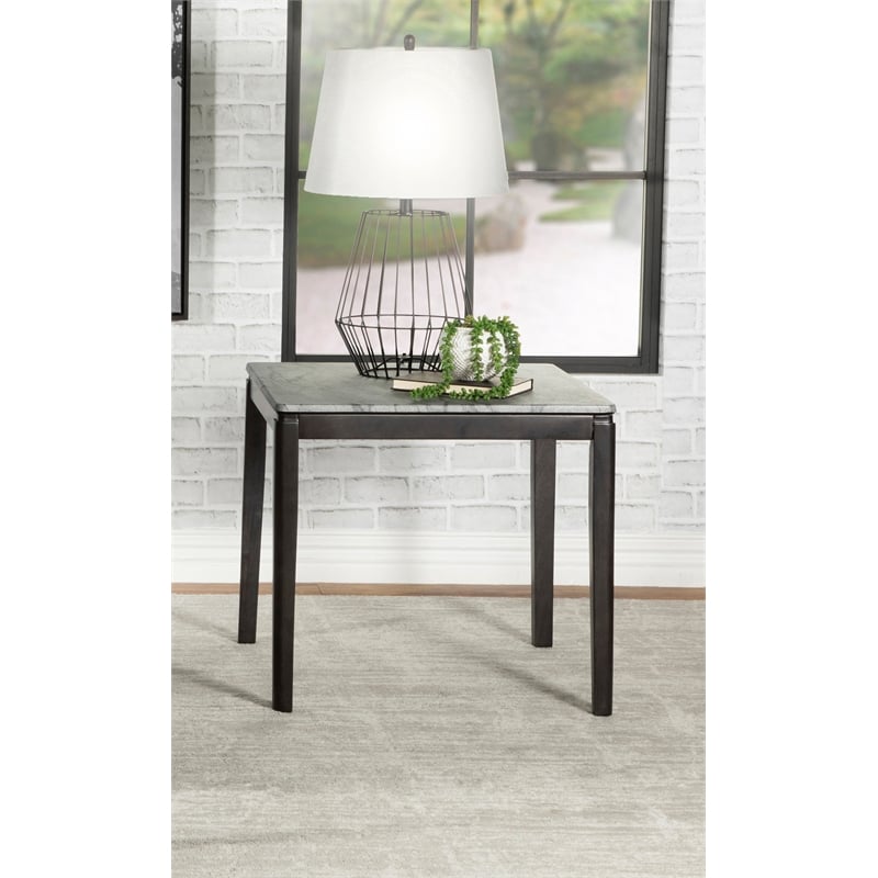 Mozzi Square Faux Marble Side End Table Grey and Black