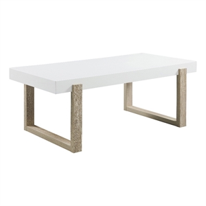 Coaster Modern Wood Rectangular Coffee Table with U-Shape Leg in White