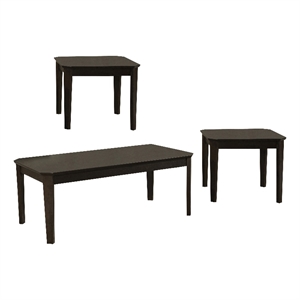 coaster 3-piece wood occasional coffee table set in dark brown