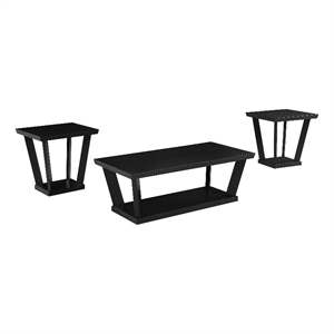 coaster 3-piece wood occasional coffee table set with open shelves in black
