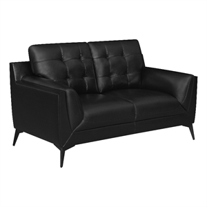 coaster moira modern faux leather upholstered tufted loveseat in black