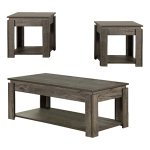 coaster 3-piece wood occasional coffee table set in weathered gray