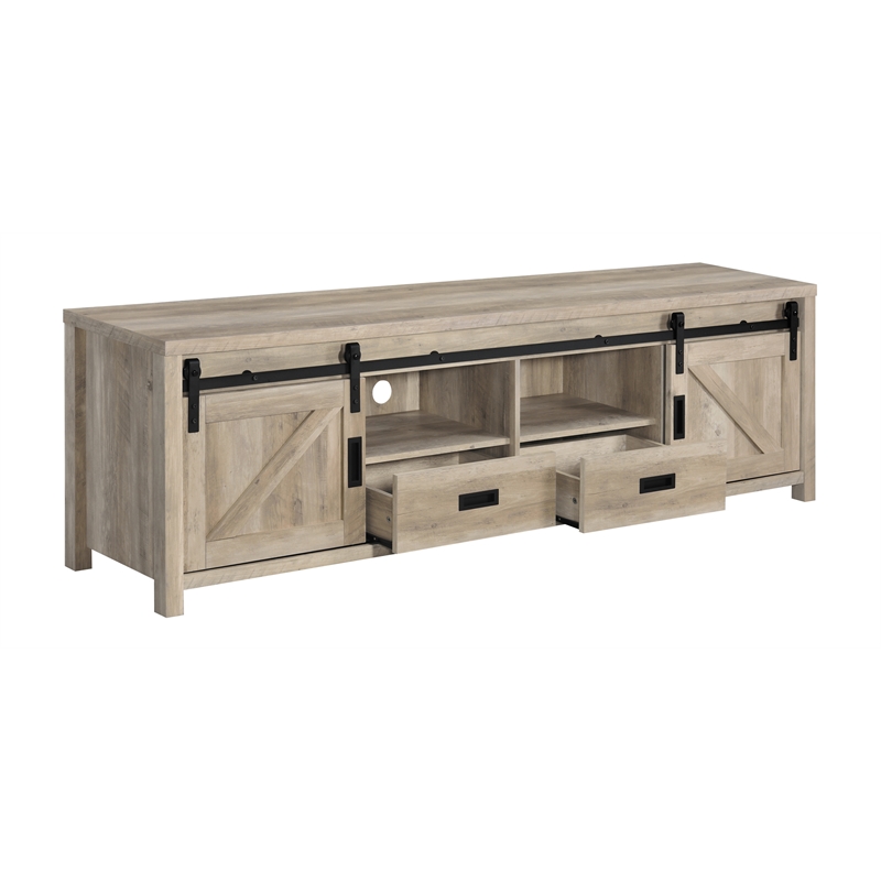 Madra 2-door Engineered Wood 79-inch TV Stand Distressed Pine