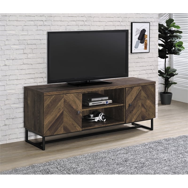 Myles 2-door Engineered Wood 60-inch TV Stand Rustic Oak