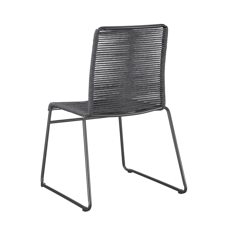 Coaster Jerome Woven Rope Stackable Side Chair in Charcoal