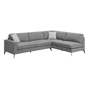 Coaster Clint Modern Chenille Upholstered Sectional with Loose Back in Gray