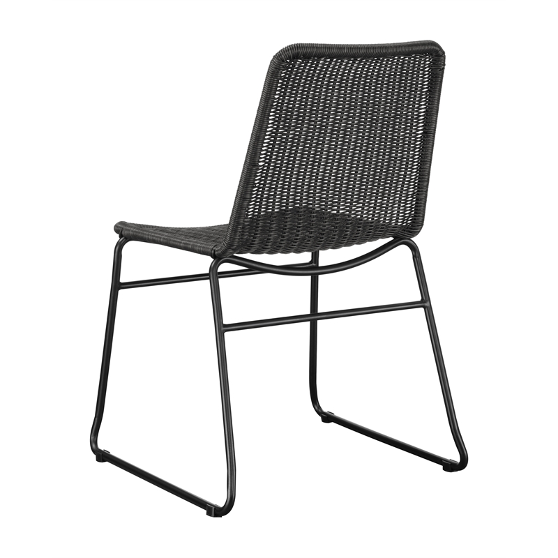 Coaster Dacy Handwoven Faux Rattan and Metal Dining Side Chair in Brown