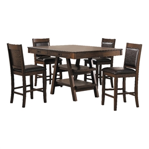 Dewey 5-piece Rectangular Dining Table Set Walnut