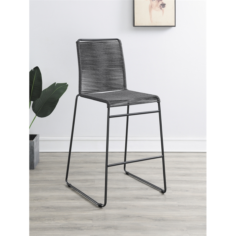 Jerome Woven Rope Metal Bar Chair Charcoal