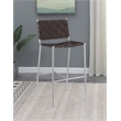 Adelaide Upholstered Pub Height Bar Stool Brown and Chrome
