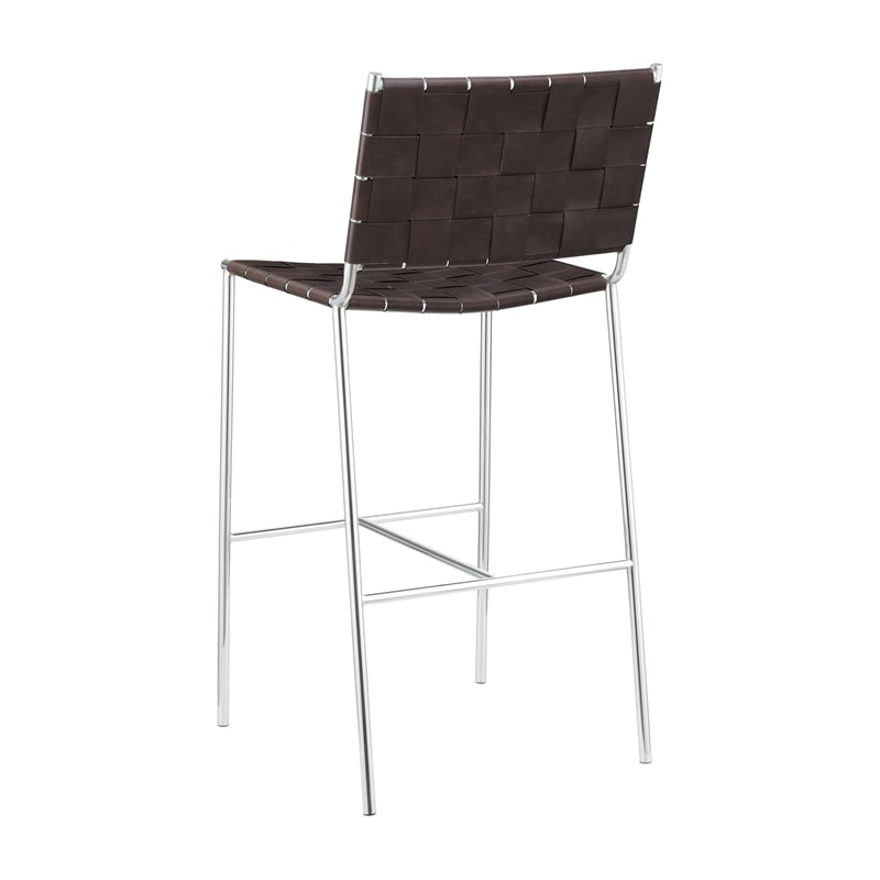 Adelaide Upholstered Pub Height Bar Stool Brown and Chrome