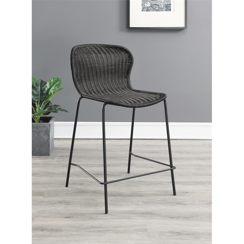 mckinley faux rattan metal counter chair brown