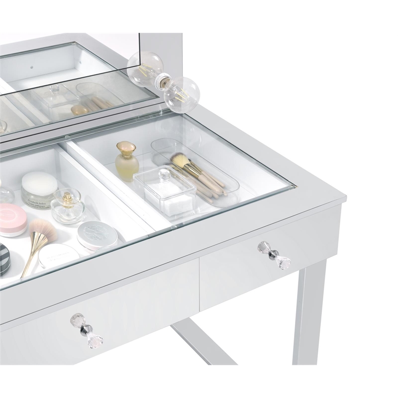 Umbridge 3-drawer Vanity Set with Lighting Chrome and White