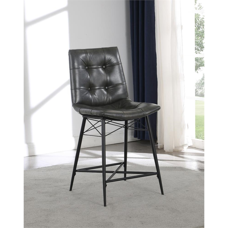Aiken Upholstered Tufted Counter Chair Charcoal