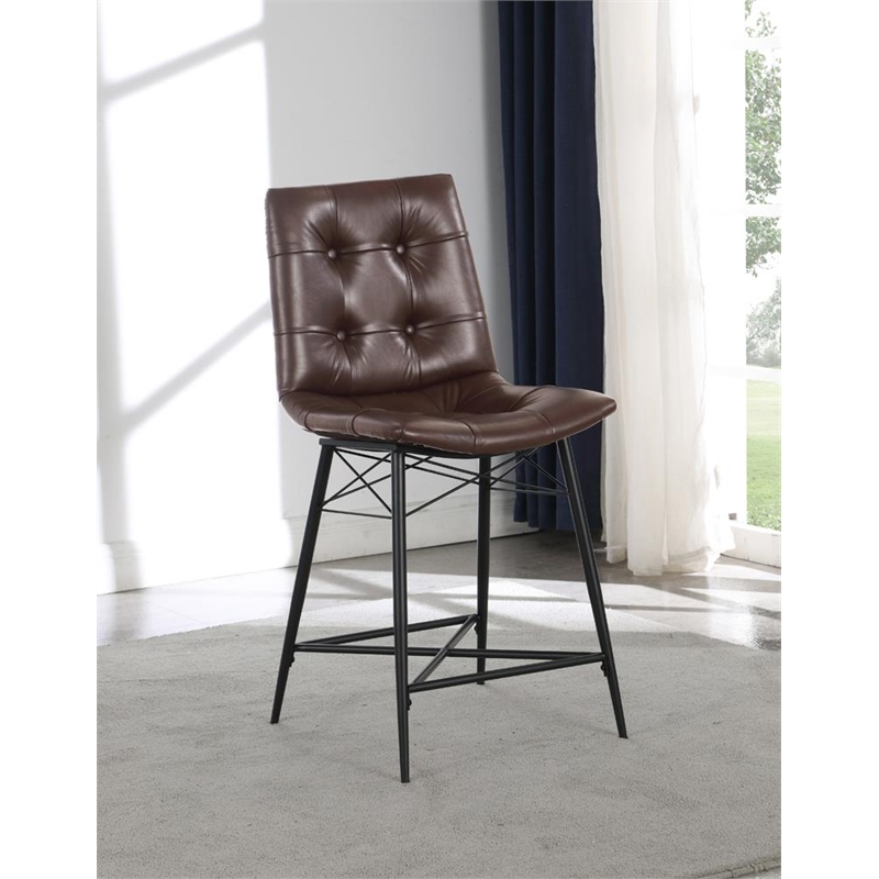 Aiken Upholstered Tufted Counter Chair Brown