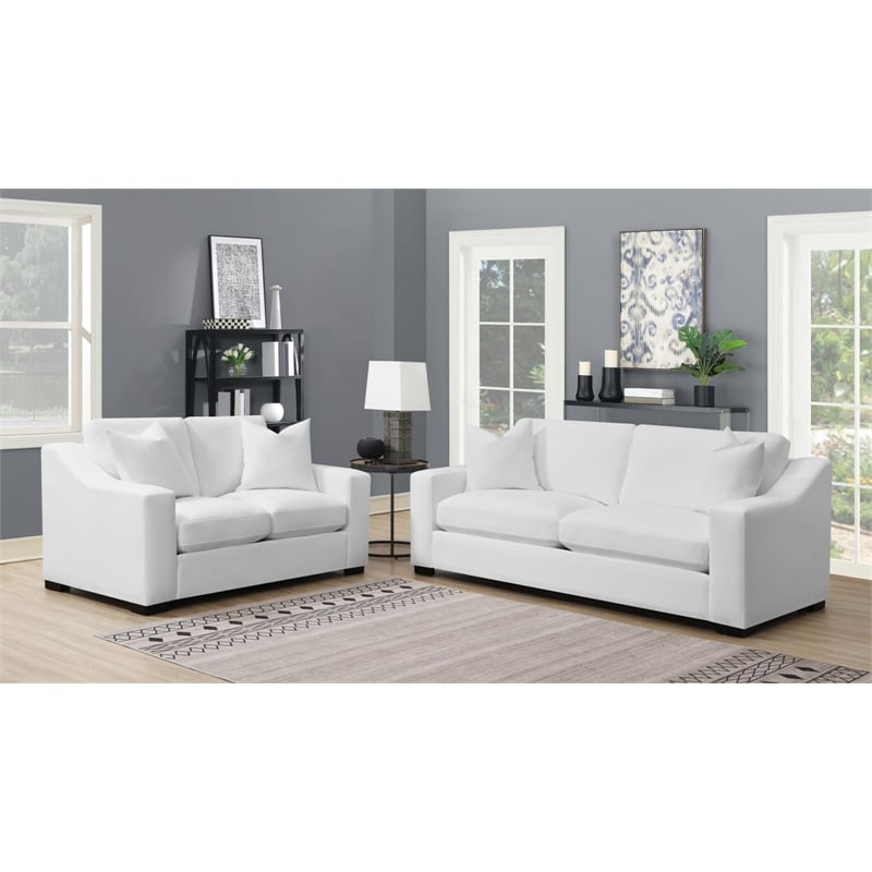 Ashlyn Upholstered Sloped Arm Loveseat White