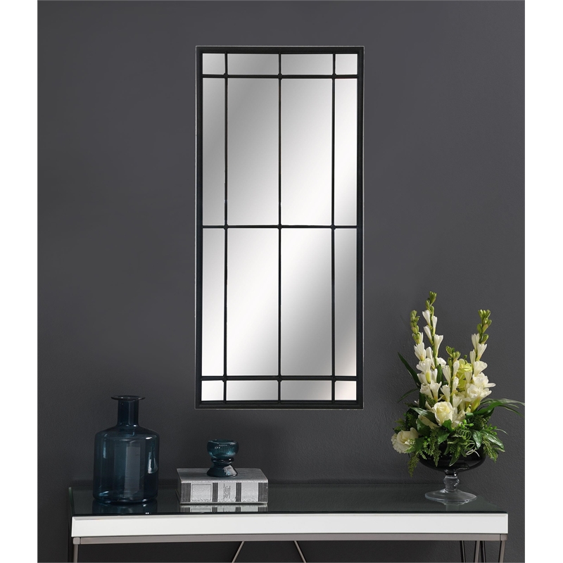 Annetta 24 x 52 Inch Window Pane Wall Mirror Black