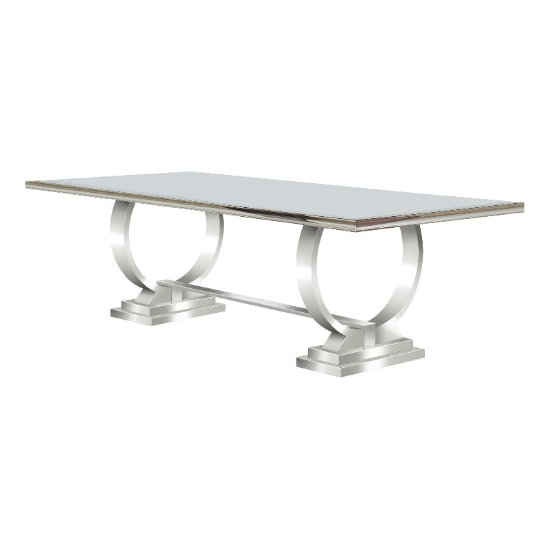 Antoine Rectangular 95-inch Glass Top Dining Table White