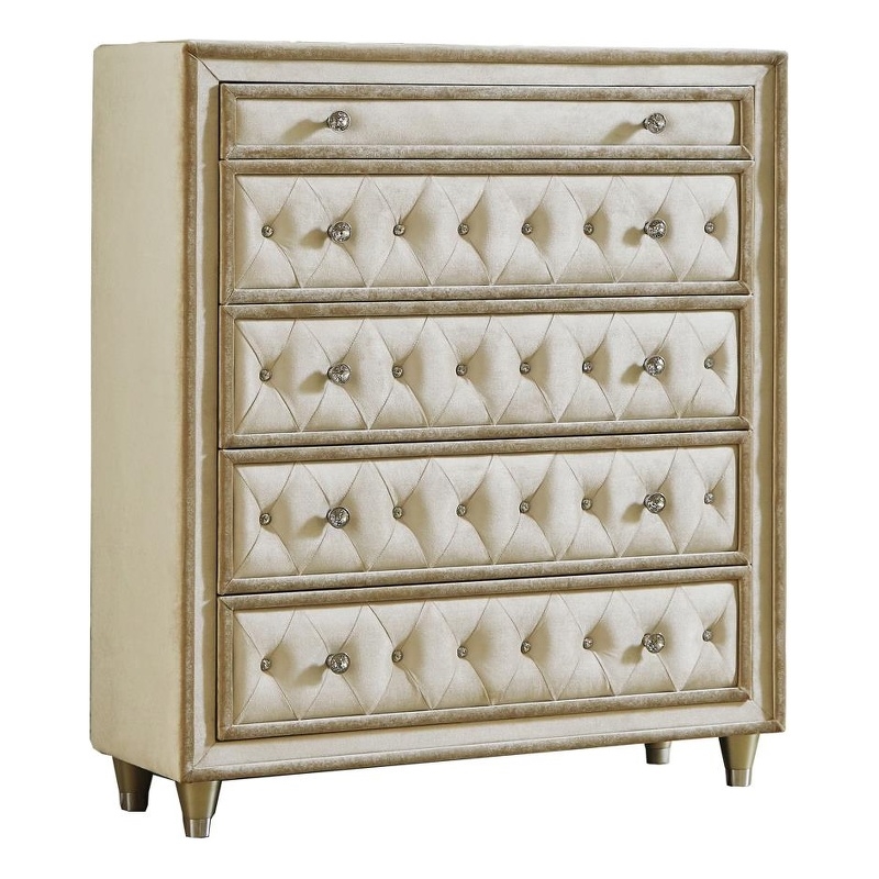 Antonella 5-drawer Bedroom Chest Ivory and Camel