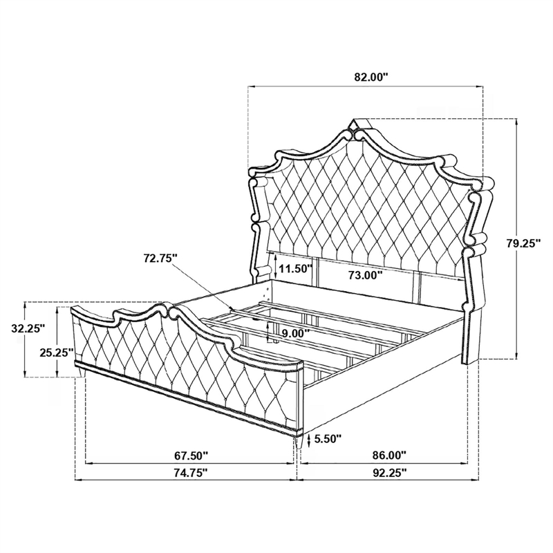 Antonella Upholstered California King Panel Bed Ivory