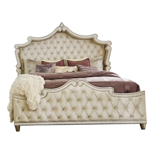 Antonella Upholstered California King Panel Bed Ivory