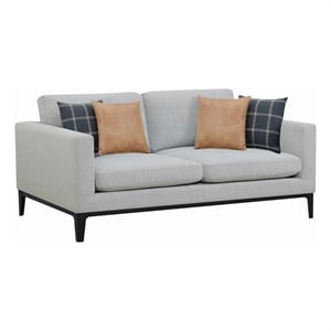coaster apperson upholstered fabric sofa with cushioned back in light gray