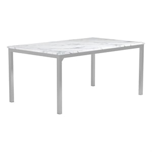Athena Rectangular 64-inch Faux Marble Dining Table Chrome