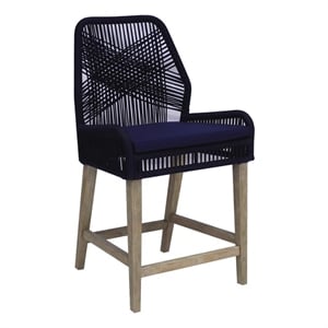Coaster Nakia 25.5&quot Woven Rope & Wood Counter Stools in Dark Navy