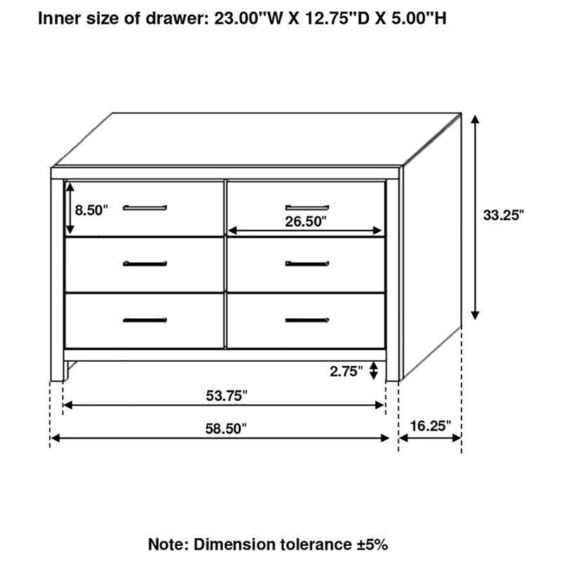 Brantford 6-drawer Dresser Barrel Oak