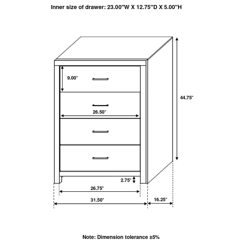 Brantford 4-drawer Bedroom Chest Barrel Oak