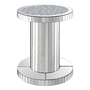 Dorielle Round Mirrored Acrylic Crystal Side Table Silver