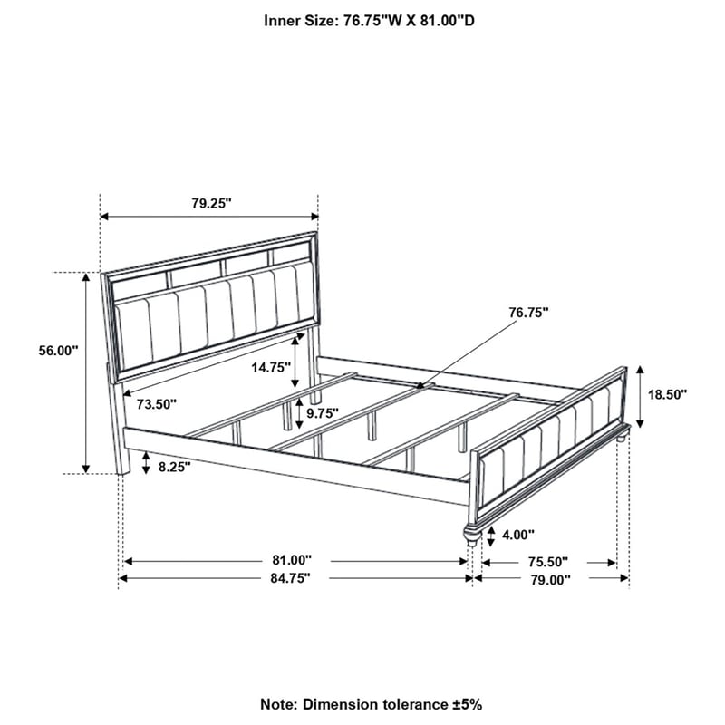 Barzini Wood Eastern King Panel Bed White