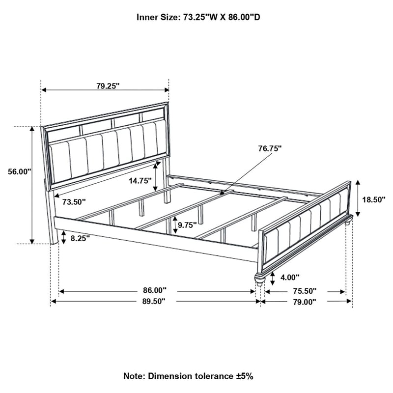 Barzini Wood California King Panel Bed White