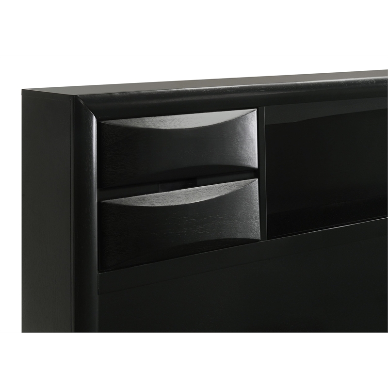 Briana Wood Queen Storage Bookcase Bed Black