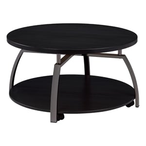 Dacre Round Engineered Wood Top Coffee Table Dark Charcoal