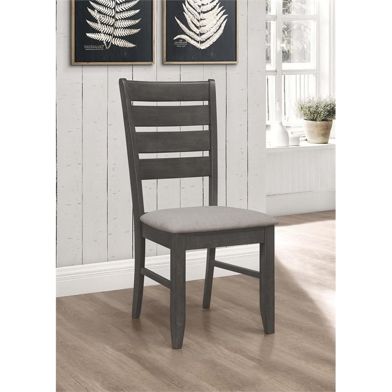 Dalila Wood Dining Side Chair Dark Grey