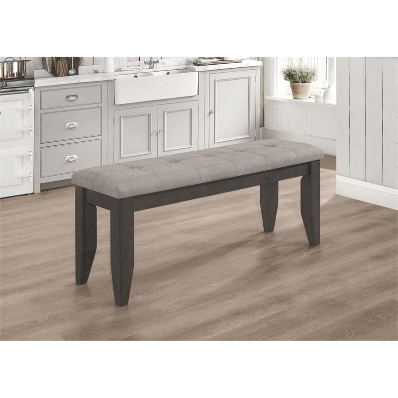 Dalila Fabric Upholstered Wood Dining Bench Dark Grey