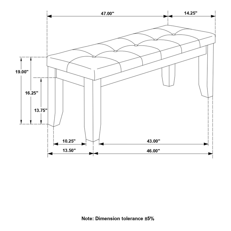Dalila Fabric Upholstered Wood Dining Bench Dark Grey