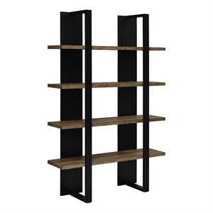Danbrook 71-inch 4-shelf Bookshelf Black and Aged Walnut