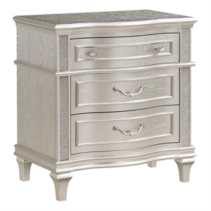 coaster evangeline 3-drawer contemporary wood nightstand silver oak