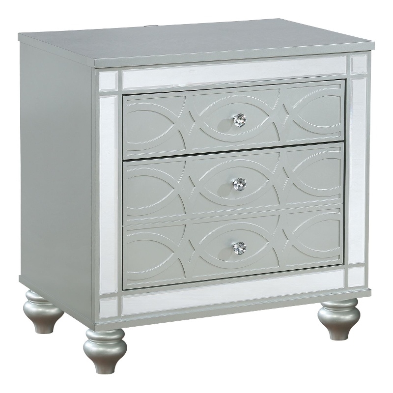 Gunnison 2-drawer Nightstand Silver Metallic